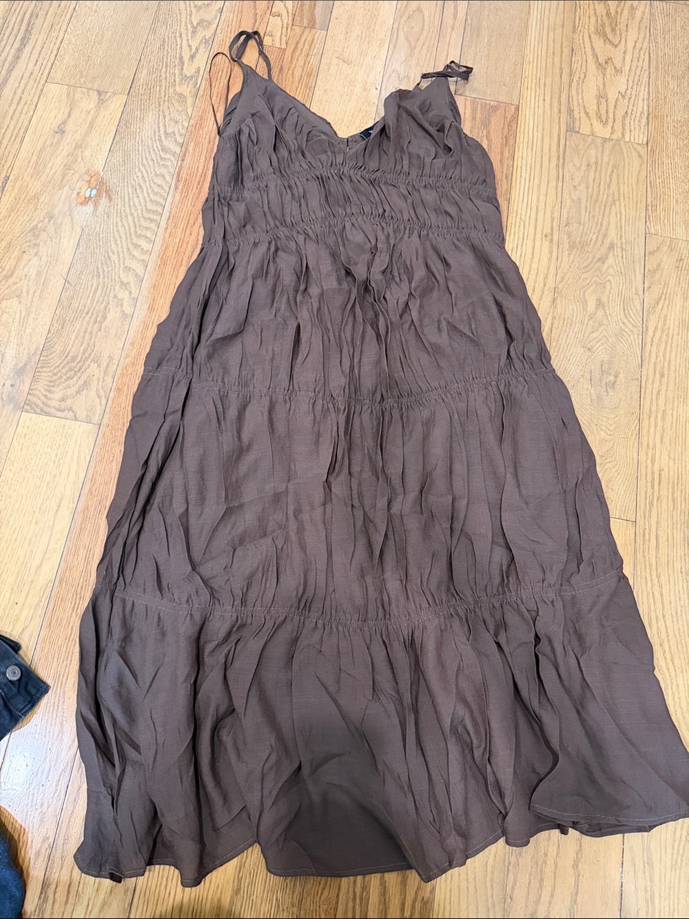 Vici Chocolate Brown Sleeveless Tiered Maxi Dress